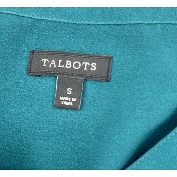 Talbots Women's size Small Teal Button-Front Long Sleeve Blouse Career - Picture 2 of 5